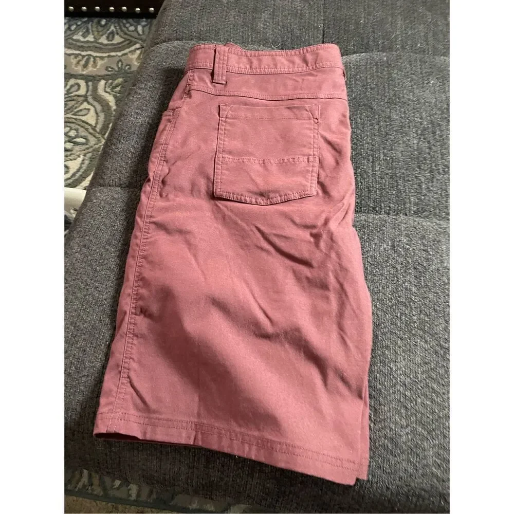 Prana Mens Maroon Standard Fit Flat Front Casual Chino Shorts Size 36/11